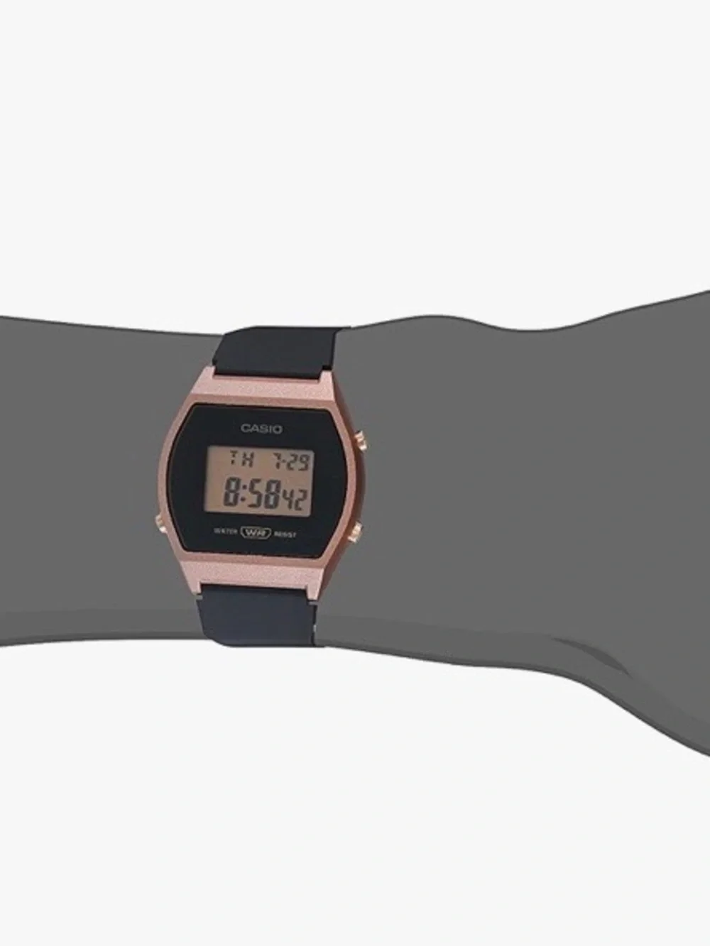 Casio Women's Watch LW204 Quartz Digital Rose Gold Black Resin Strap 3294 35mm